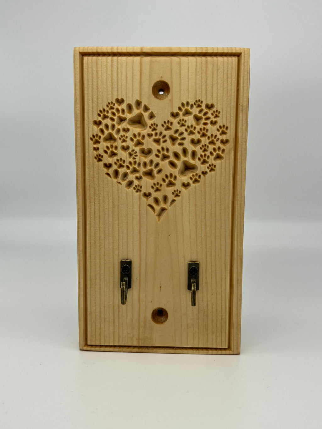 Engraved Wood Wall Mounted Dog Lead Holder - Hooks / Leader / Leash