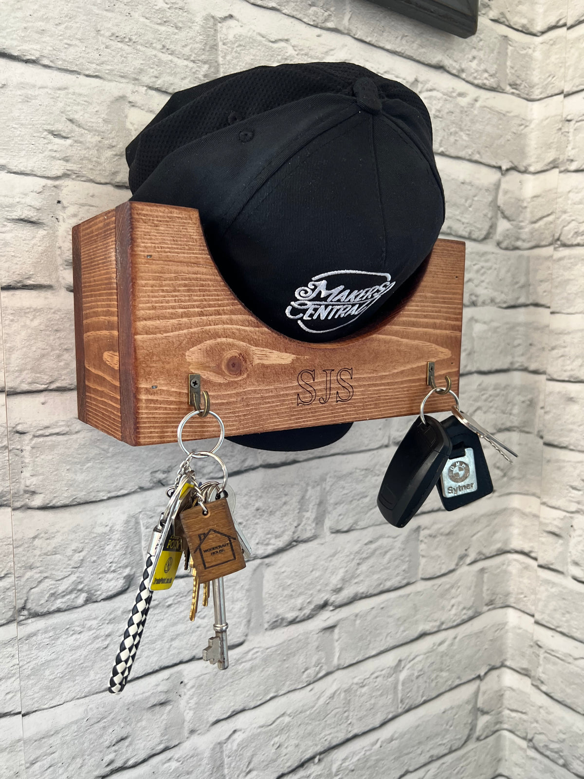 Personalised Wall mounted Wood baseball cap hat storage rack
