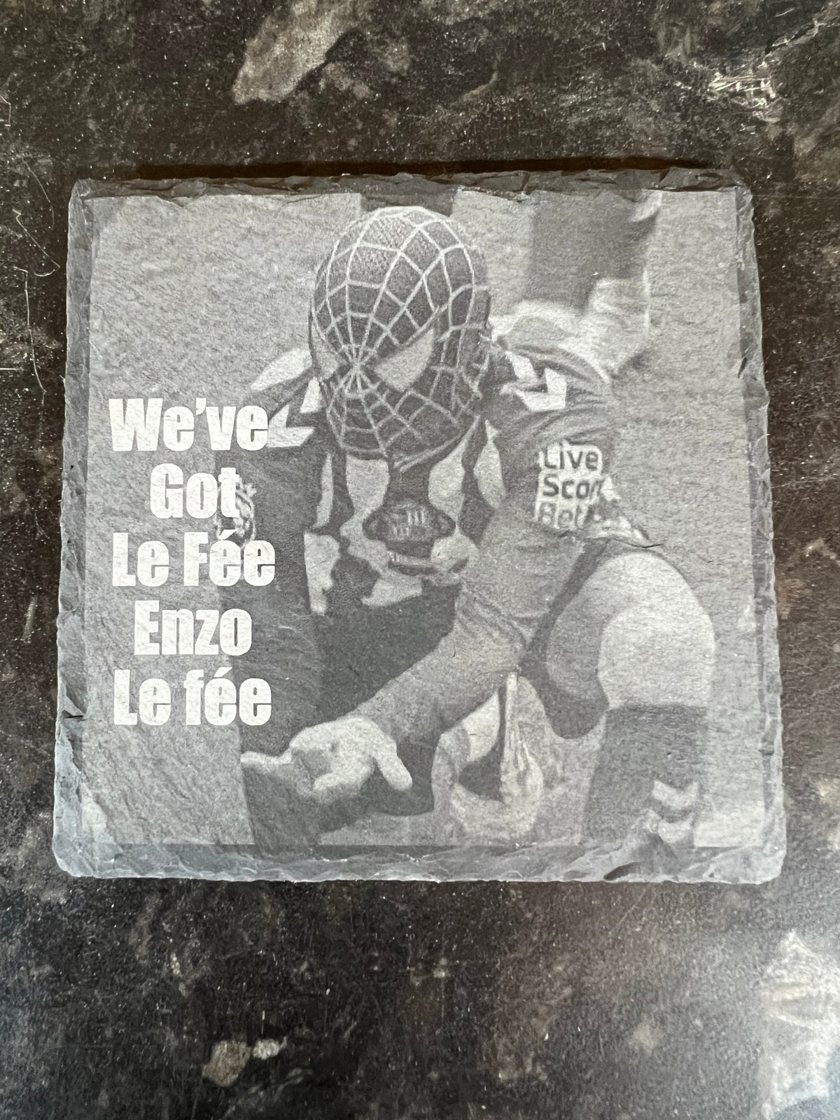 SAFC image natural engraved slate coasters