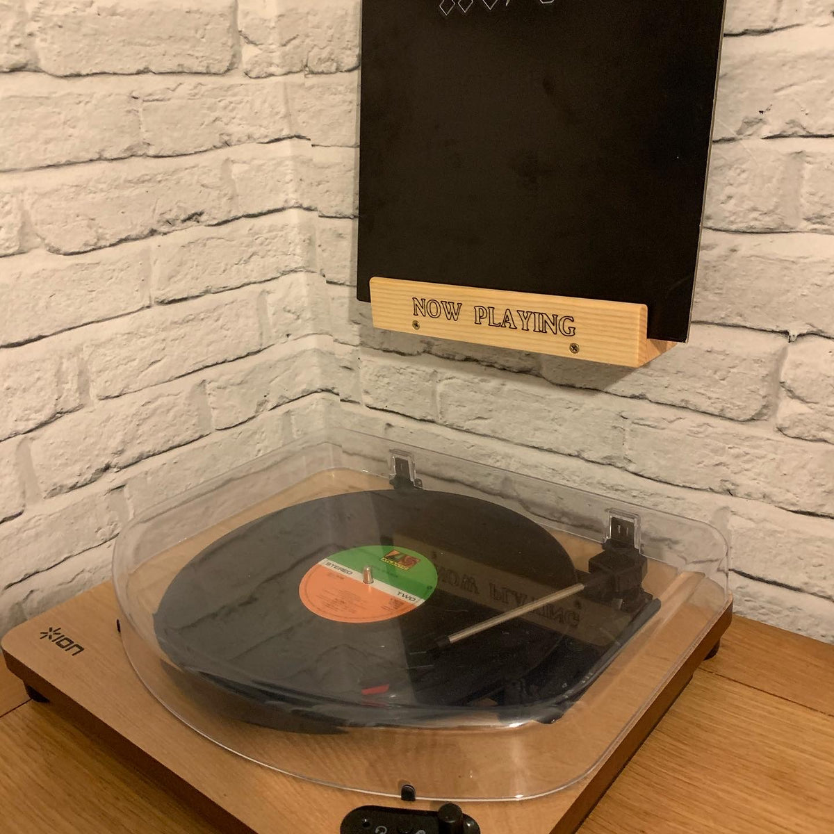 Solid Wood LP Vinyl Sleeve Record Wall Mounted Display Stand - Now Playing - Personalisation Optional