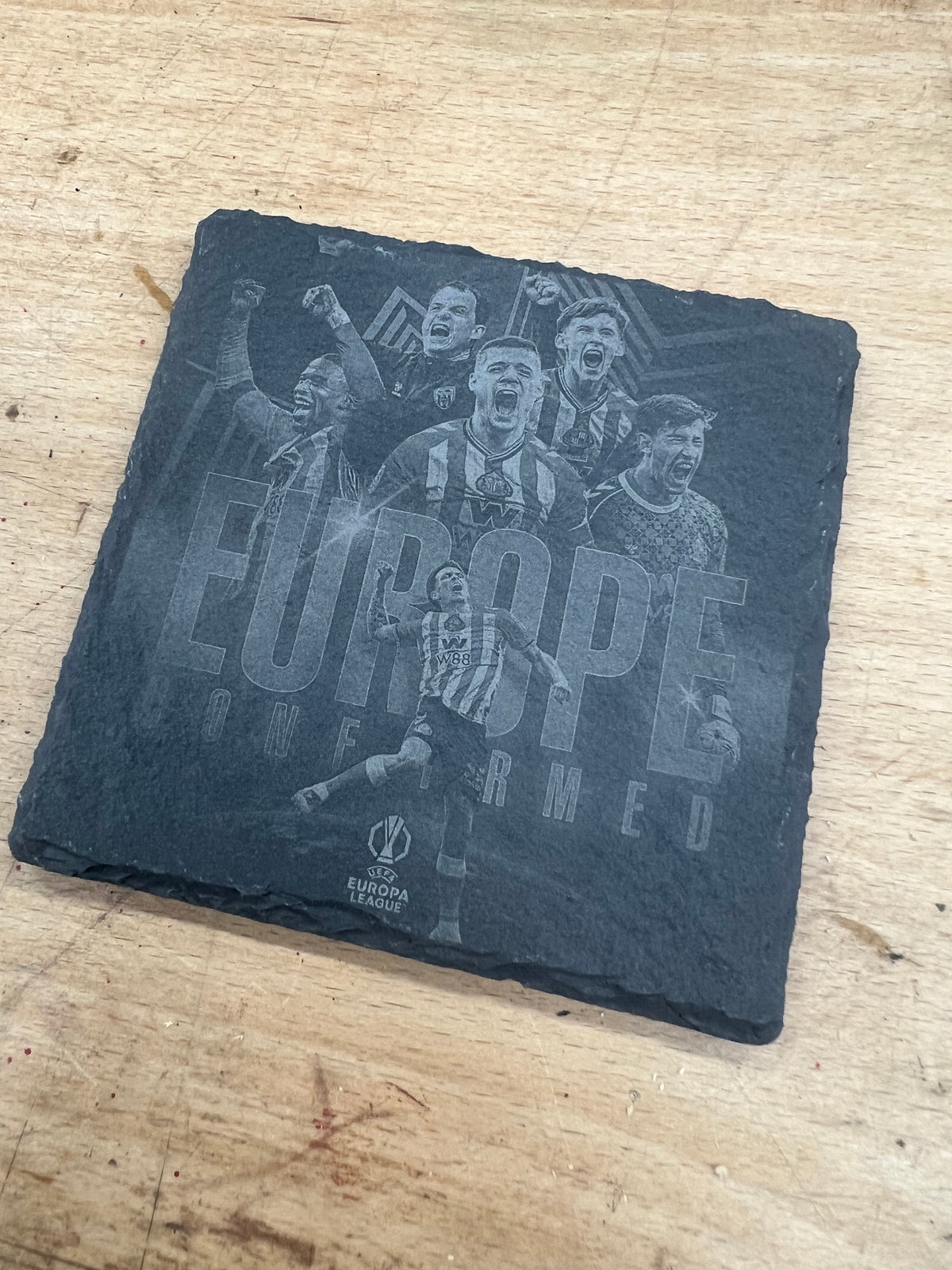 SAFC image natural engraved slate coasters