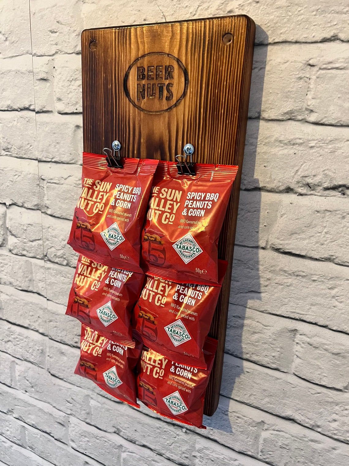 Reclaimed Wood Handmade personalised bar snack holder (wall mounted)