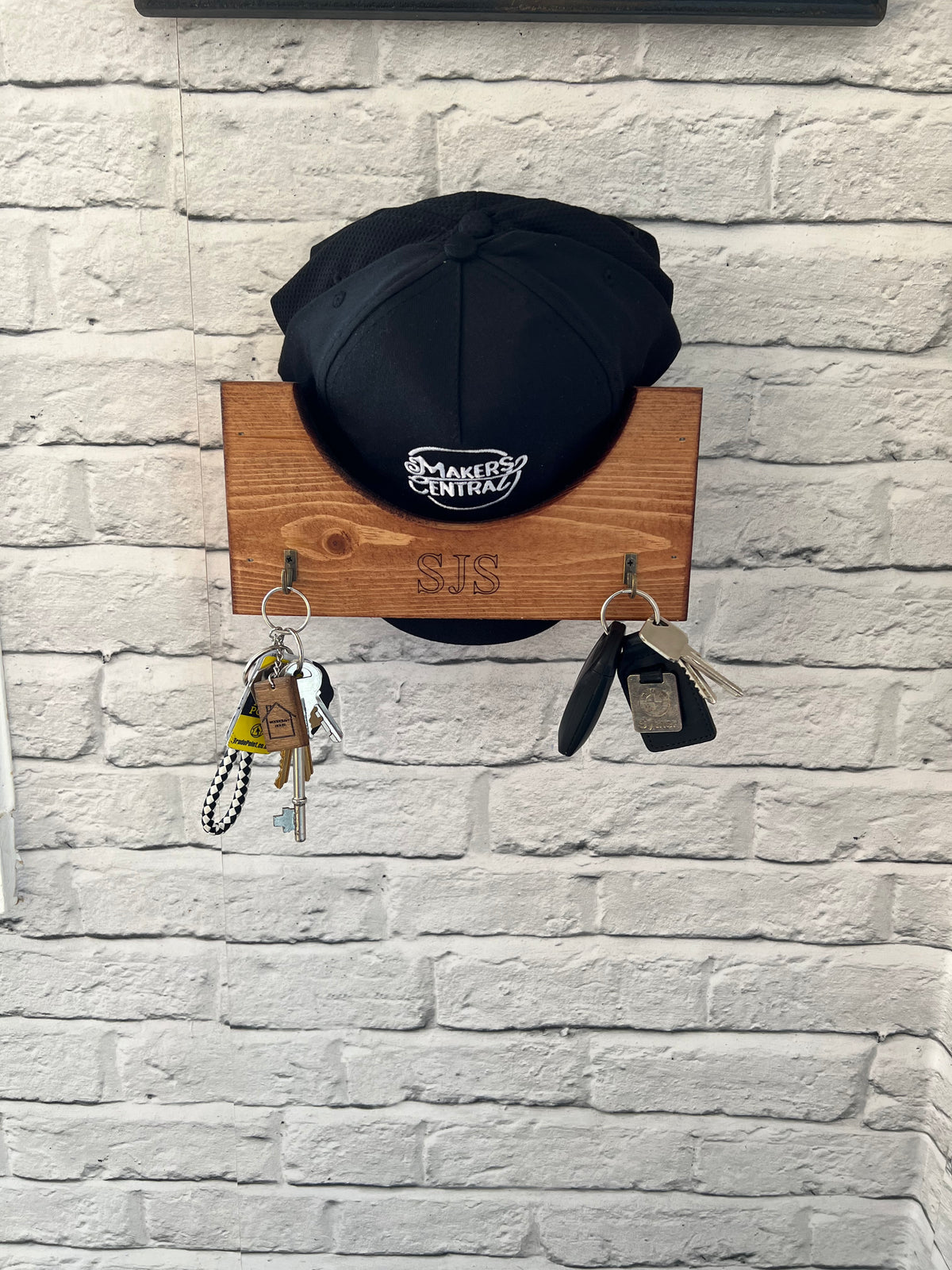 Personalised Wall mounted Wood baseball cap hat storage rack