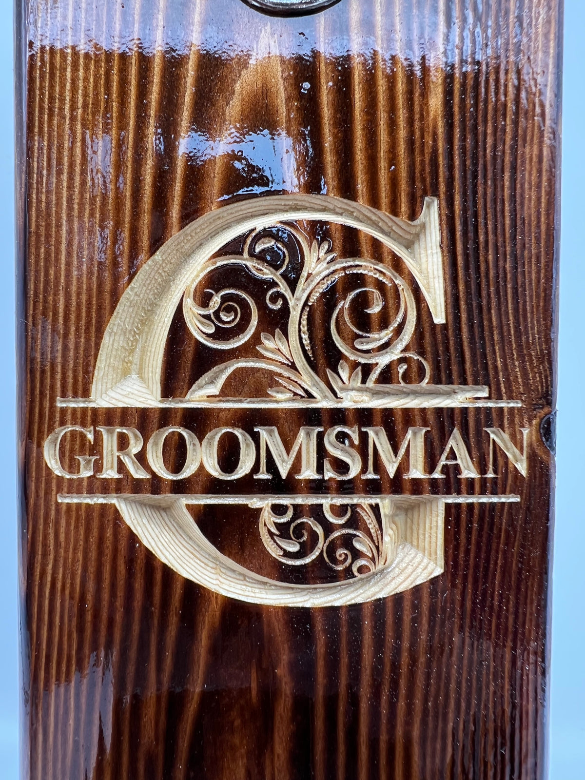 Handmade Carved Wood Wall Mounted Bottle Opener with Cap Catcher - Wedding Best Man / Usher / Groomsman Gift