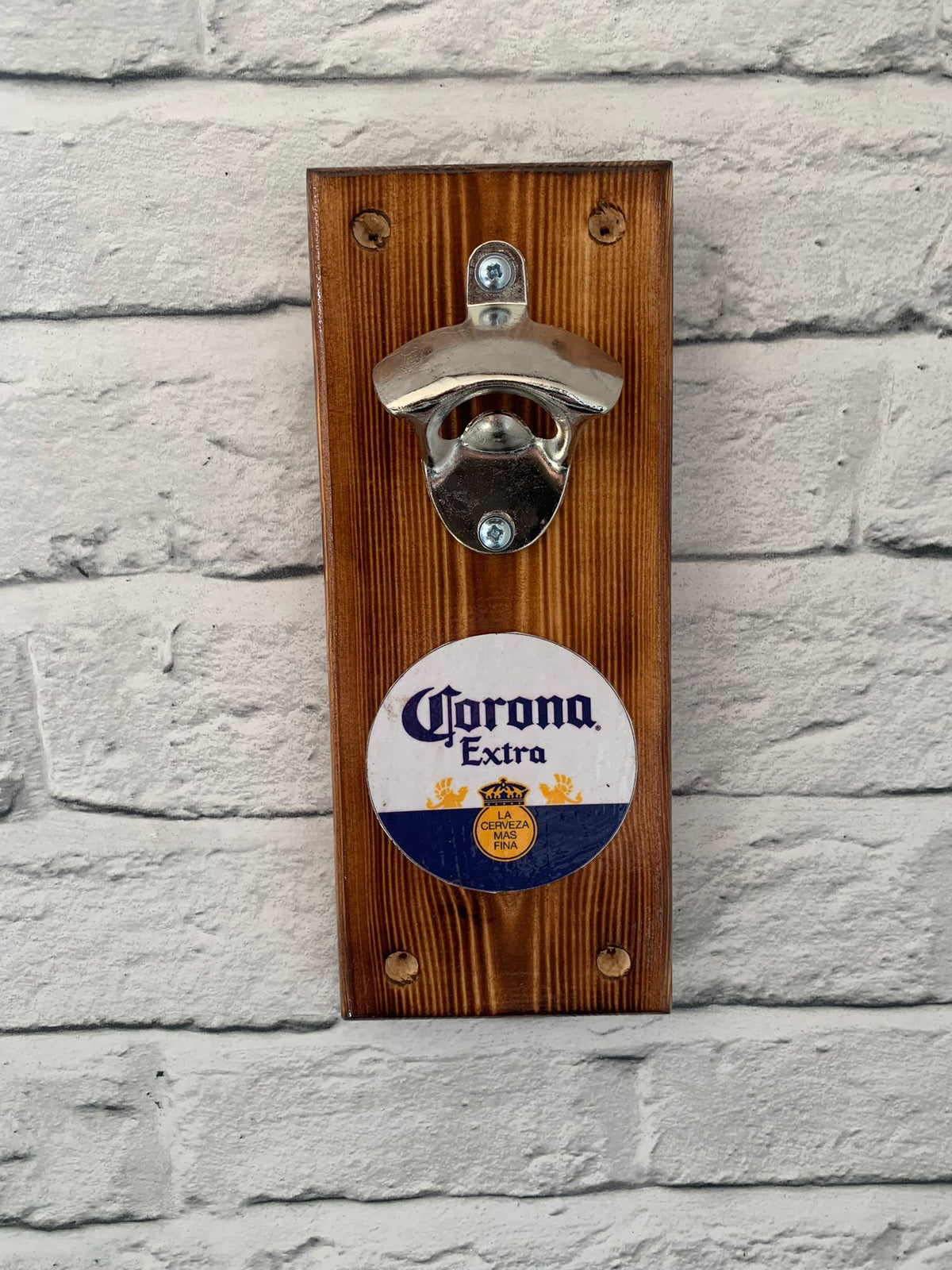 Handmade Reclaimed Wood Wall Mounted Bottle Opener - Fathers Day Gift - Beer Garden