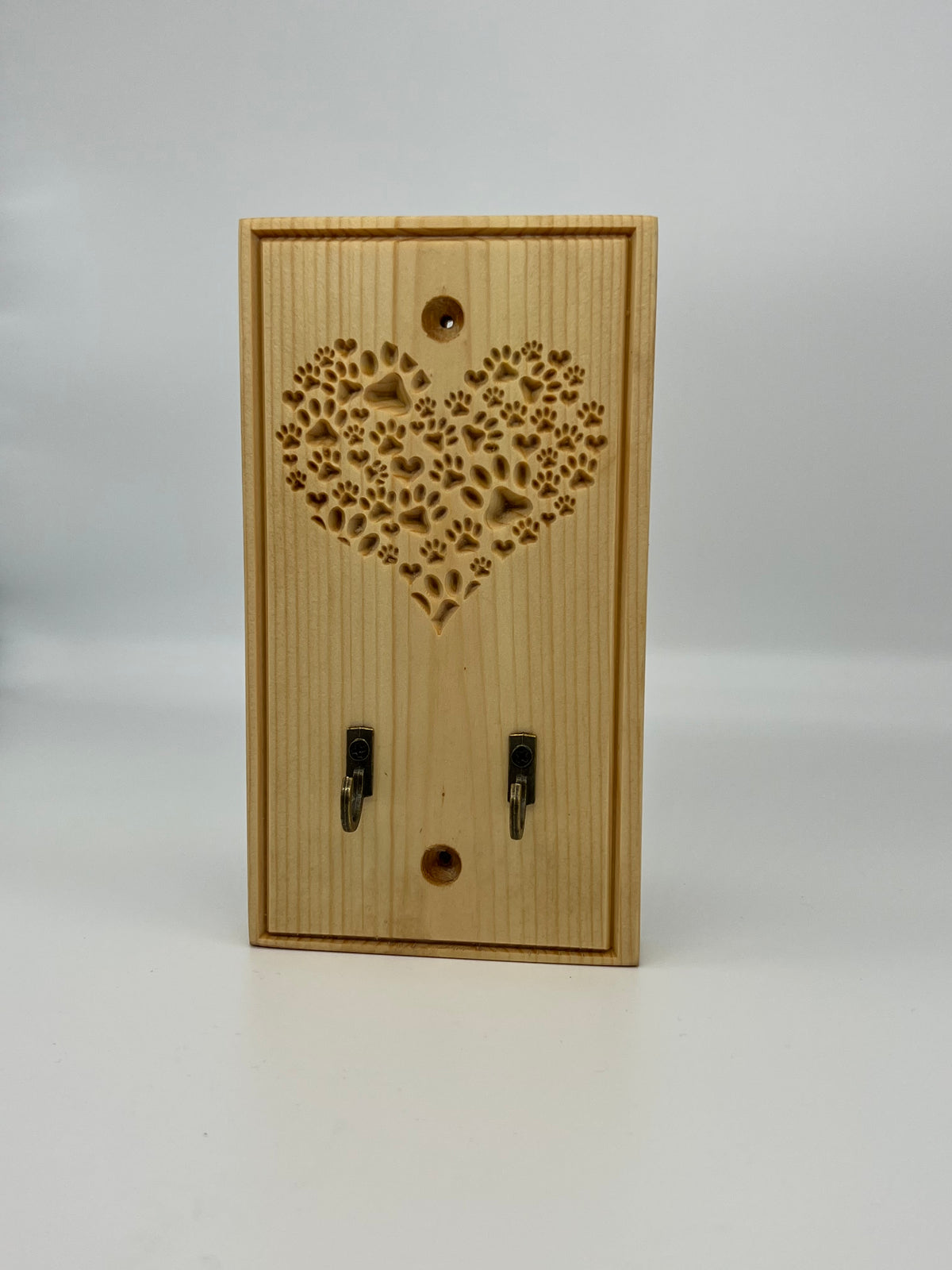 Engraved Wood Wall Mounted Dog Lead Holder - Hooks / Leader / Leash