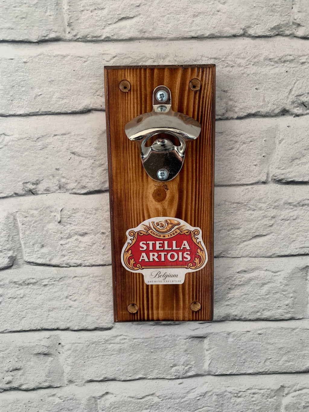 Handmade Reclaimed Wood Wall Mounted Bottle Opener - Fathers Day Gift - Beer Garden