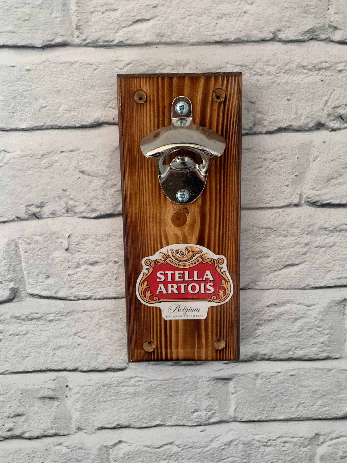 Handmade Reclaimed Wood Wall Mounted Bottle Opener - Fathers Day Gift - Beer Garden