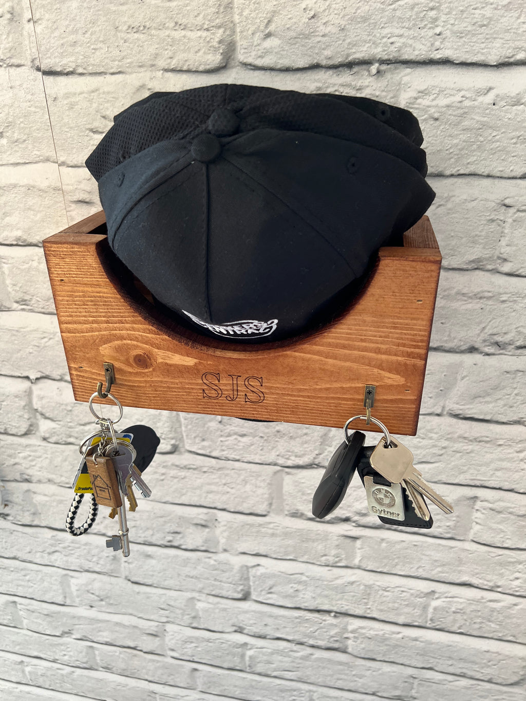 Personalised Wall mounted Wood baseball cap hat storage rack