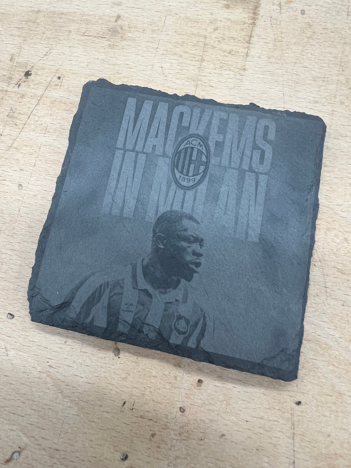 SAFC image natural engraved slate coasters