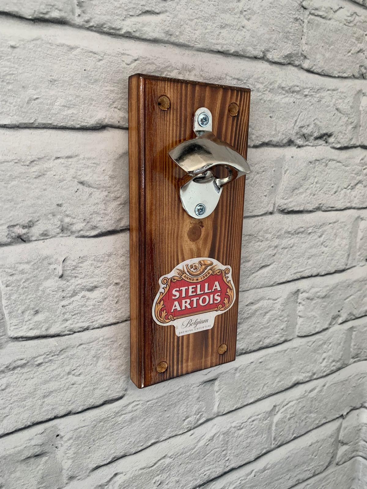Handmade Reclaimed Wood Wall Mounted Bottle Opener - Fathers Day Gift - Beer Garden