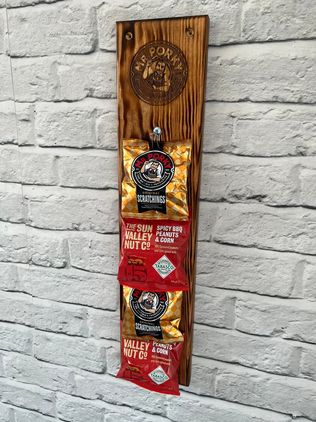 Solid Wood Handmade personalised bar snack holder (wall mounted)