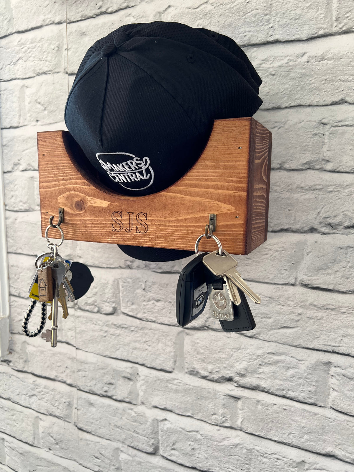 Personalised Wall mounted Wood baseball cap hat storage rack