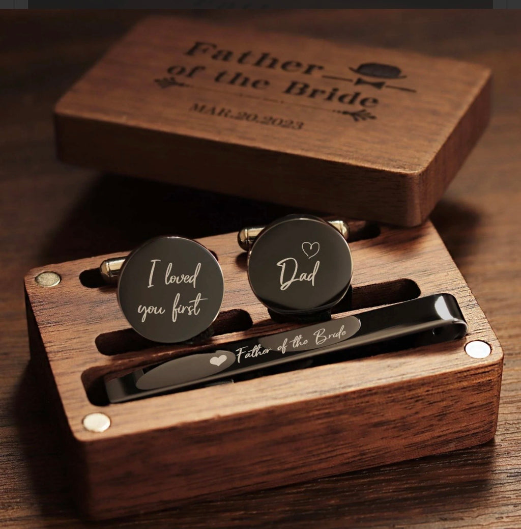 Personalised Cuff Links & Tie Clip