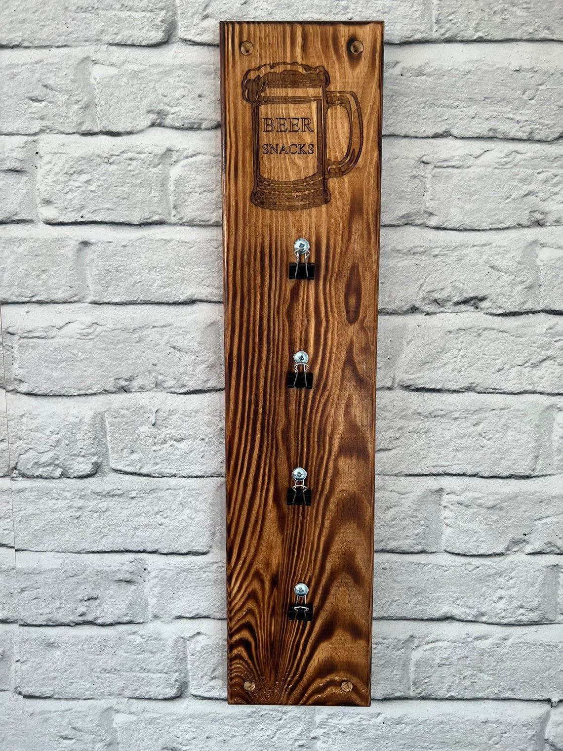 Solid Wood Handmade personalised bar snack holder (wall mounted)
