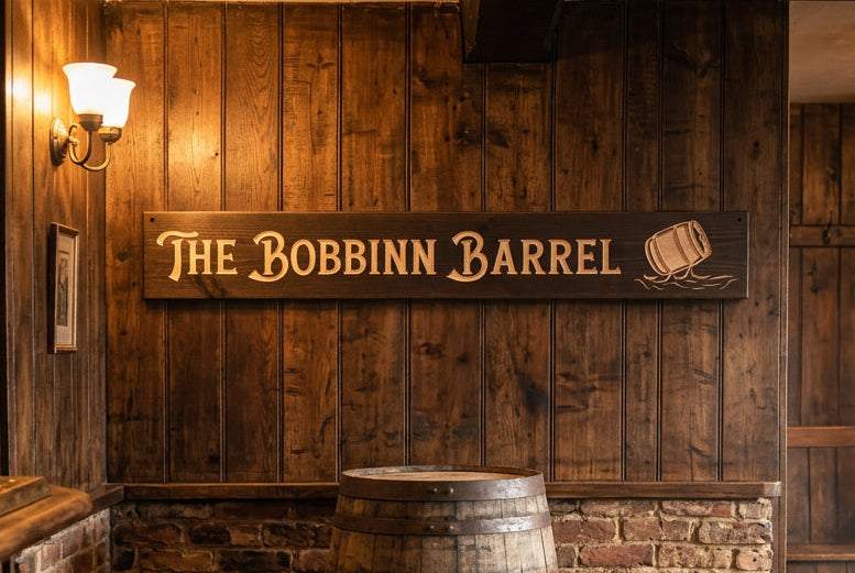 Custom Solid Wood Carved Rustic Sign 970mm wide