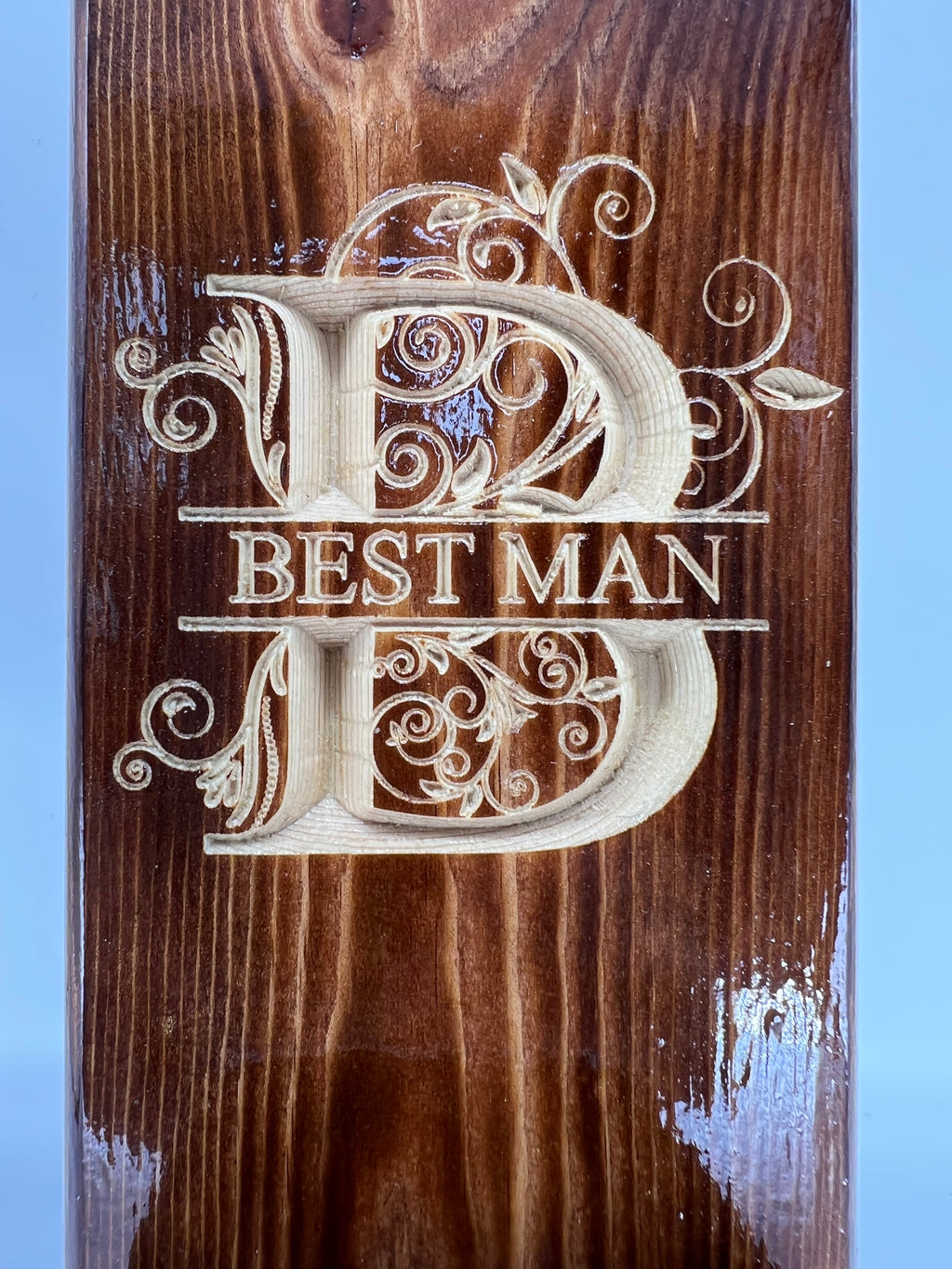 Handmade Carved Wood Wall Mounted Bottle Opener with Cap Catcher - Wedding Best Man / Usher / Groomsman Gift