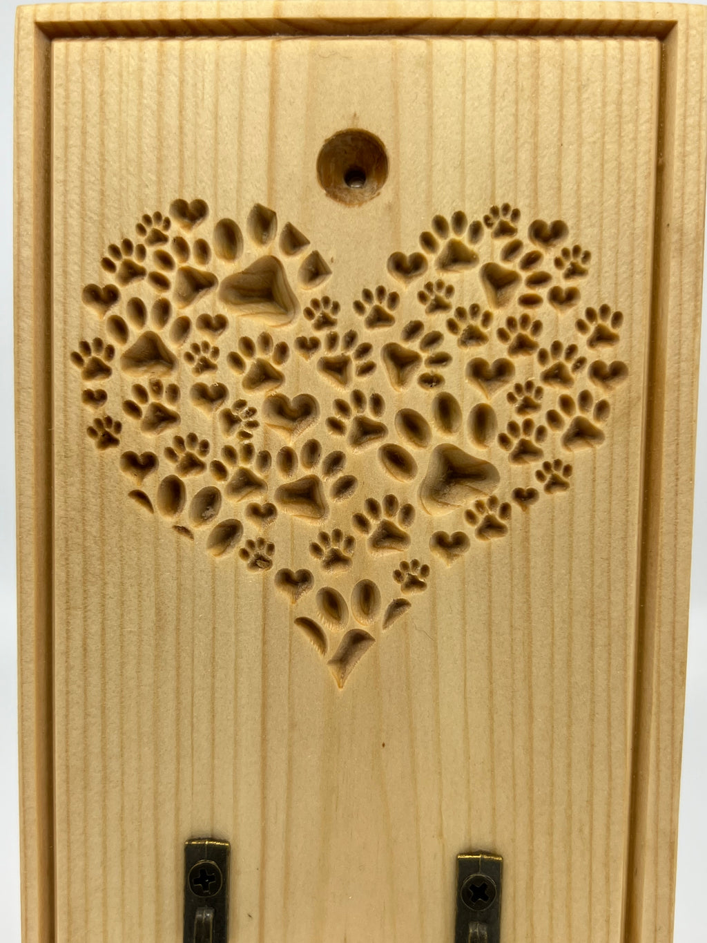 Engraved Wood Wall Mounted Dog Lead Holder - Hooks / Leader / Leash