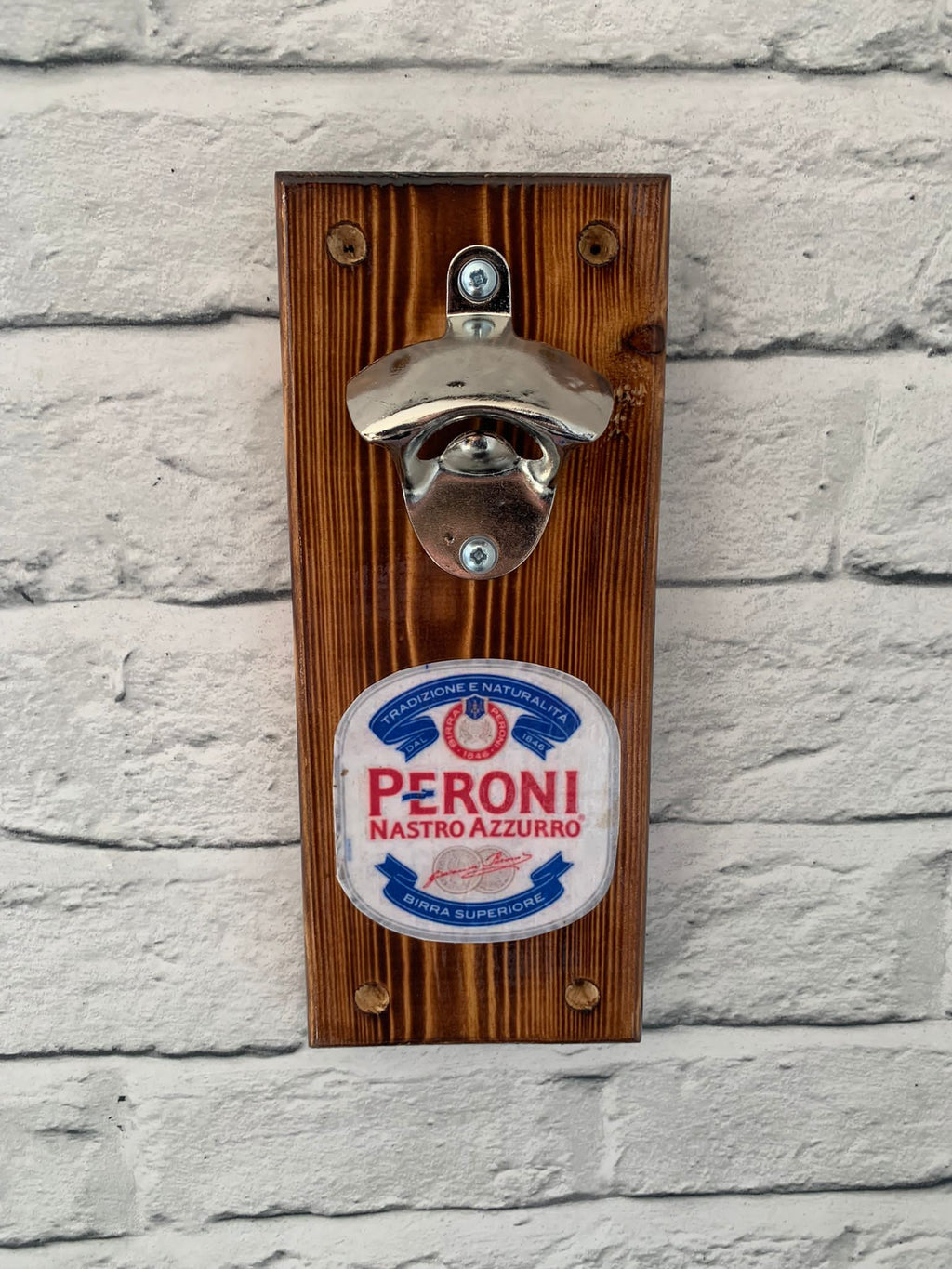 Handmade Reclaimed Wood Wall Mounted Bottle Opener - Fathers Day Gift - Beer Garden