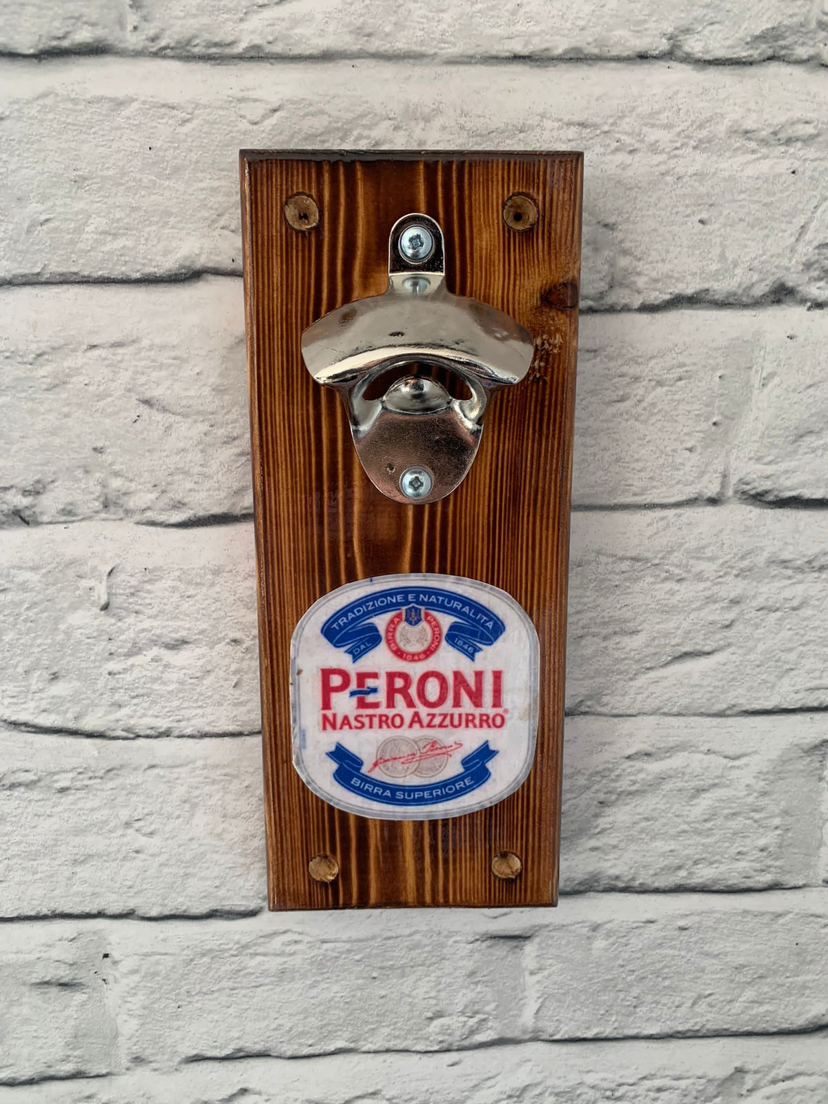 Handmade Reclaimed Wood Wall Mounted Bottle Opener - Fathers Day Gift - Beer Garden