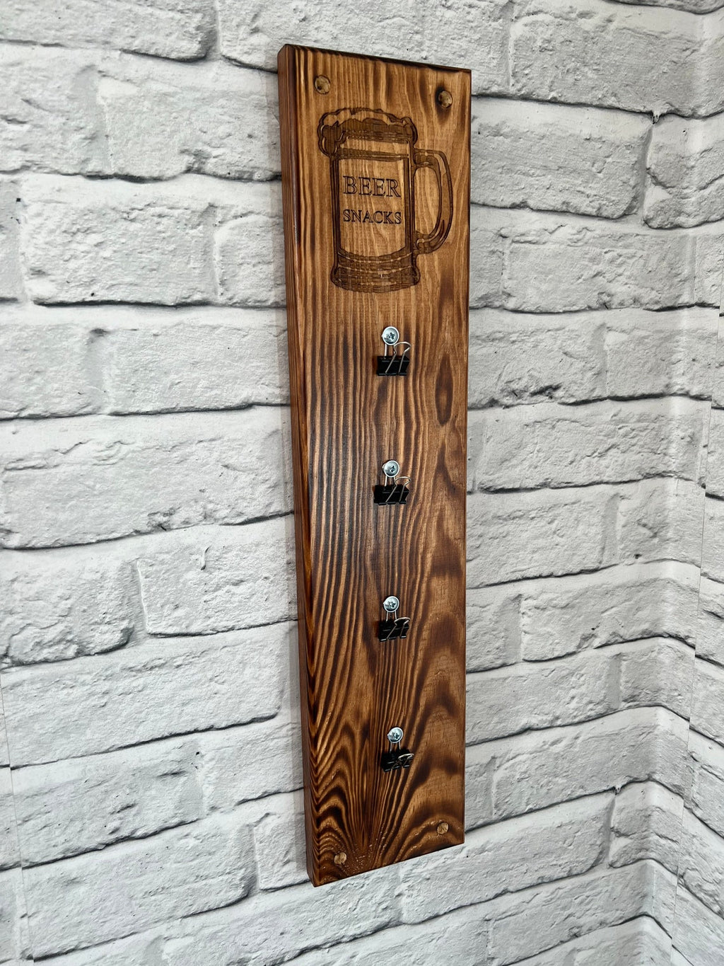 Solid Wood Handmade personalised bar snack holder (wall mounted)