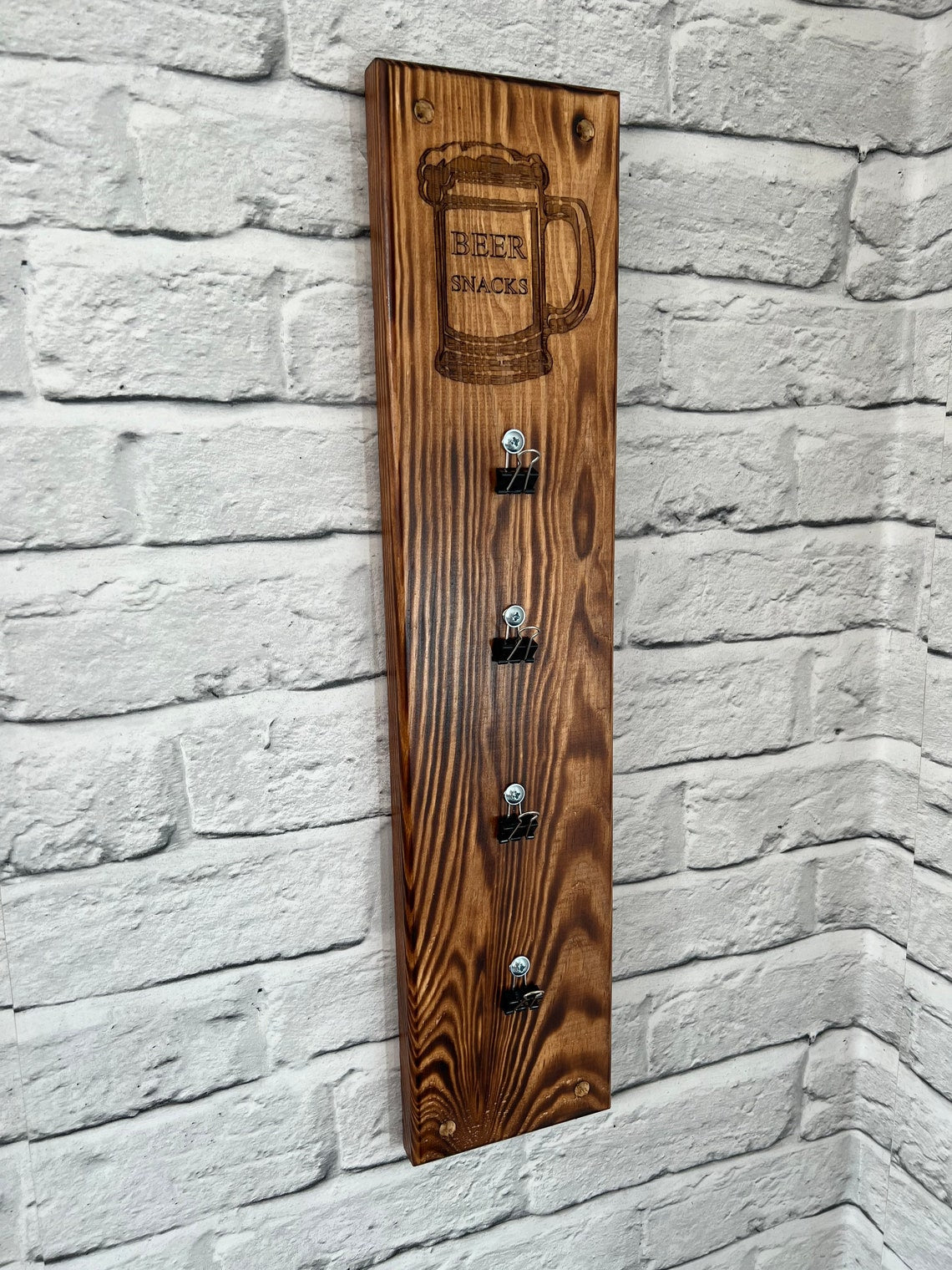 Solid Wood Handmade personalised bar snack holder (wall mounted)