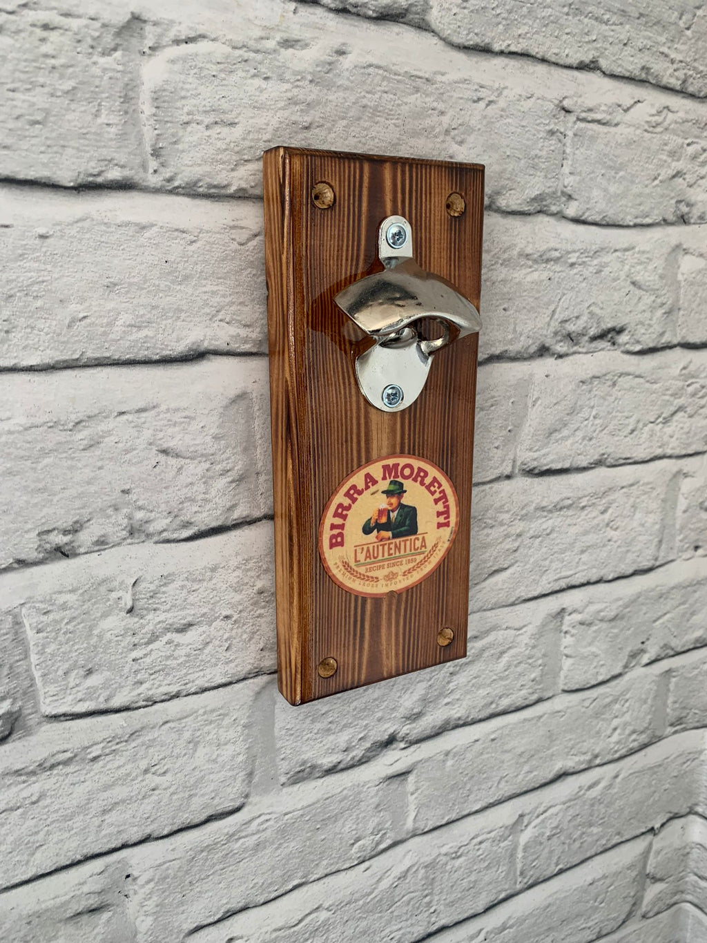Handmade Reclaimed Wood Wall Mounted Bottle Opener - Fathers Day Gift - Beer Garden