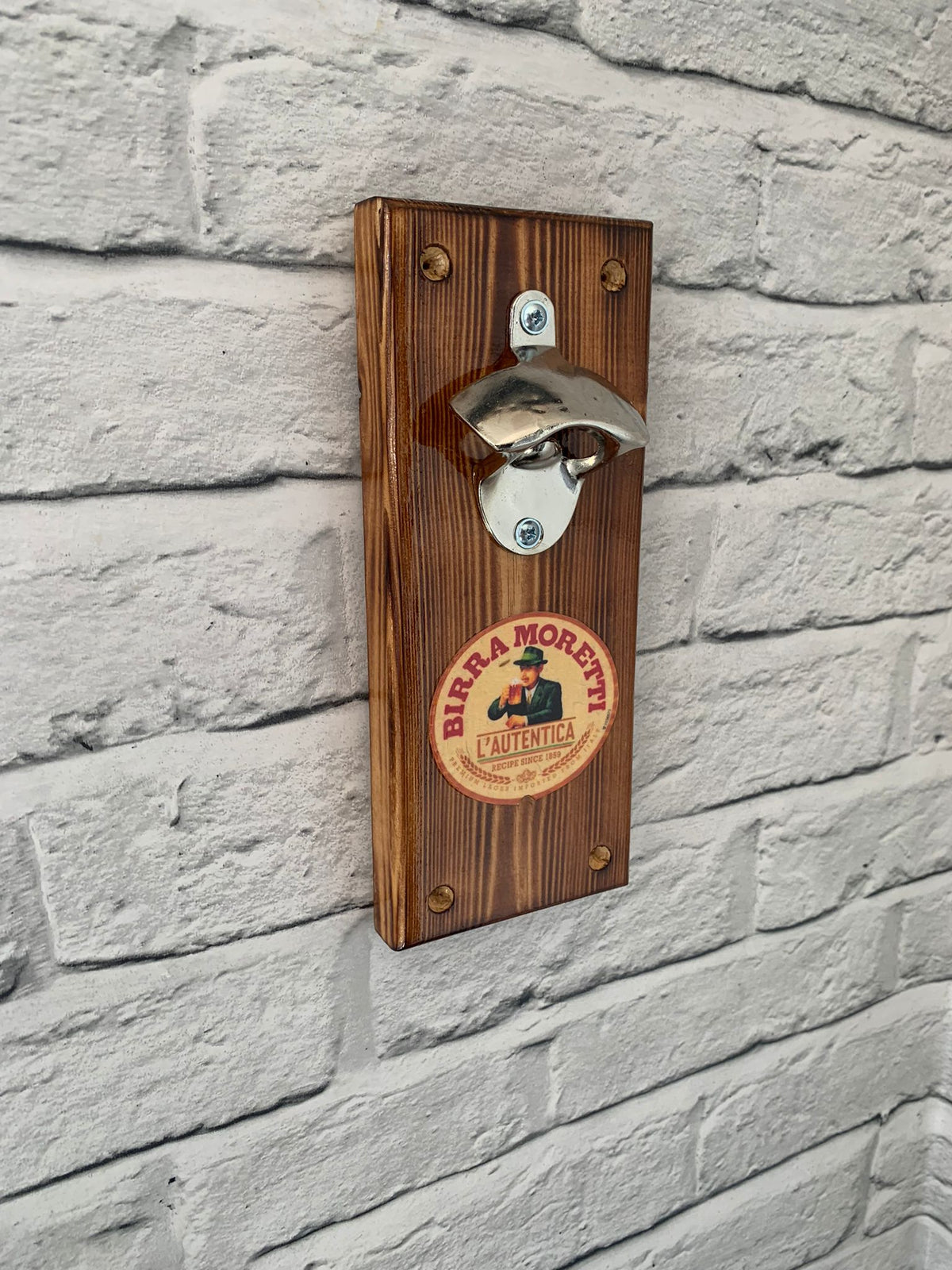 Handmade Reclaimed Wood Wall Mounted Bottle Opener - Fathers Day Gift - Beer Garden