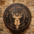 Custom Carved Vintage Oak Whisky barrel lid