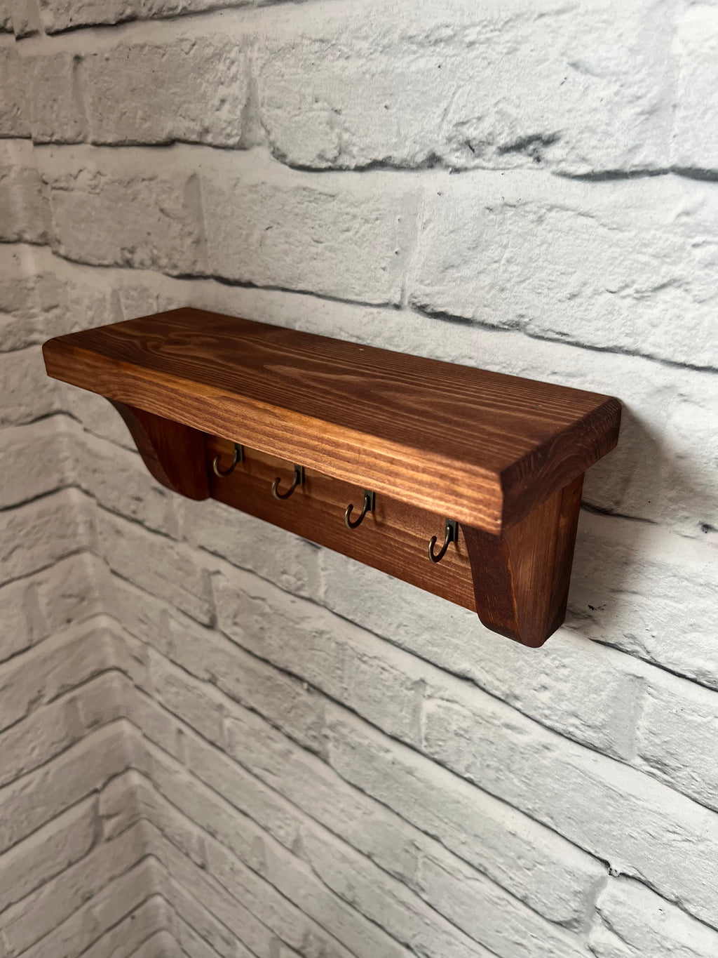Handmade elegant wood key rack with shelf
