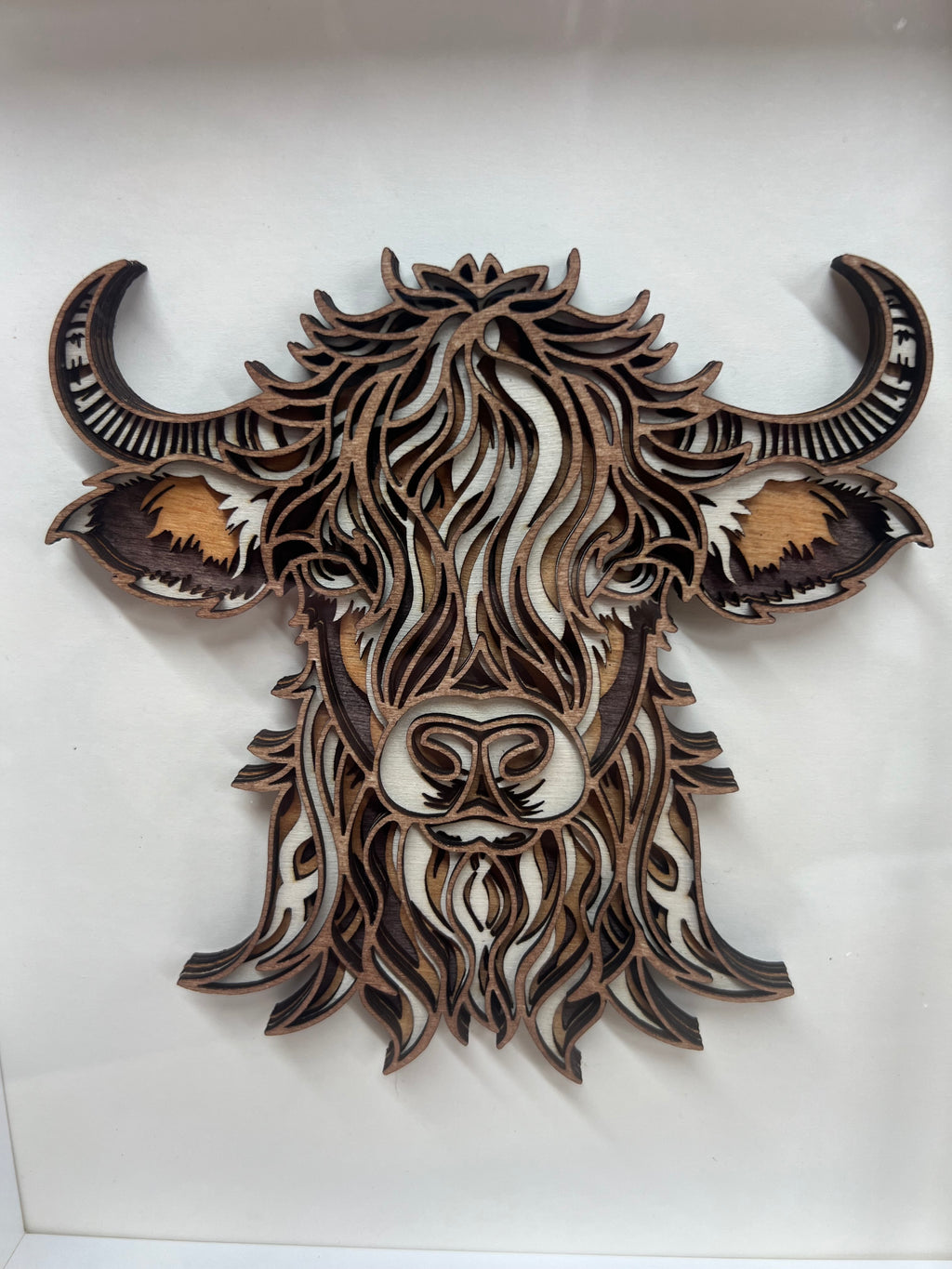 Wood Multilayer Highland Cow Picture