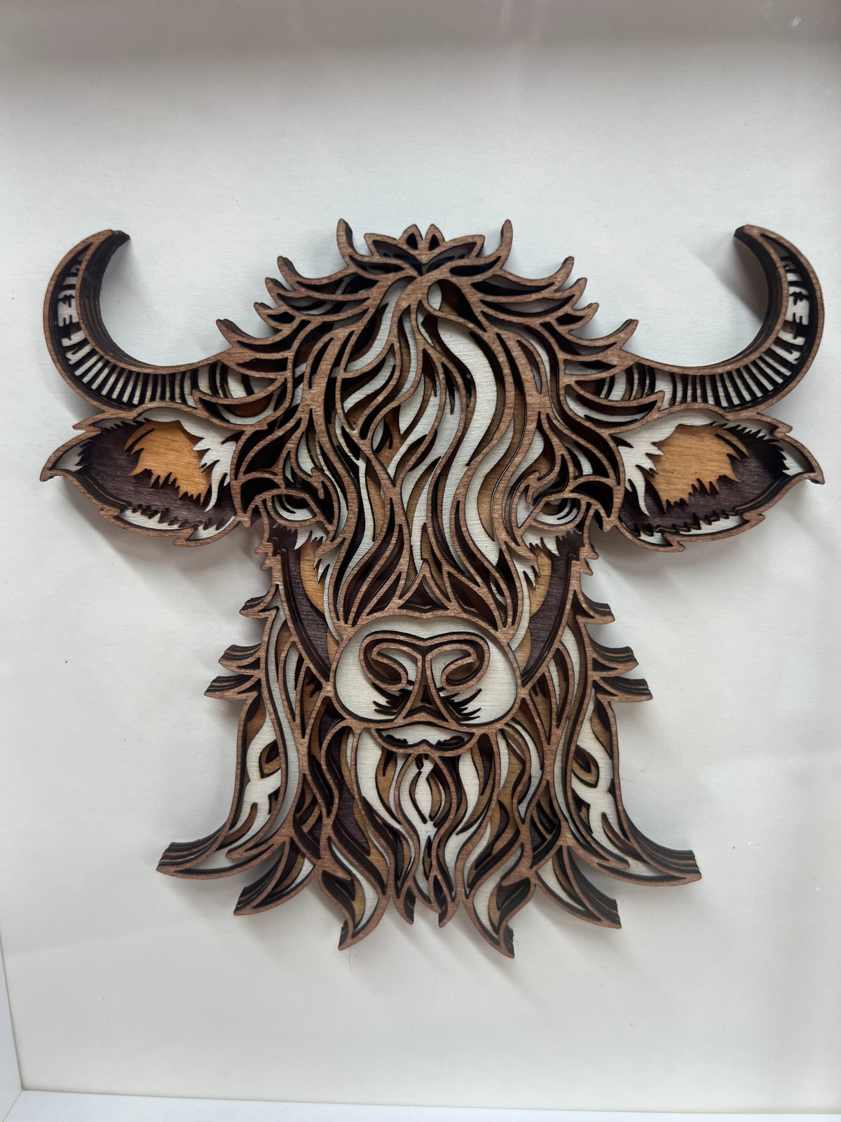 Wood Multilayer Highland Cow Picture