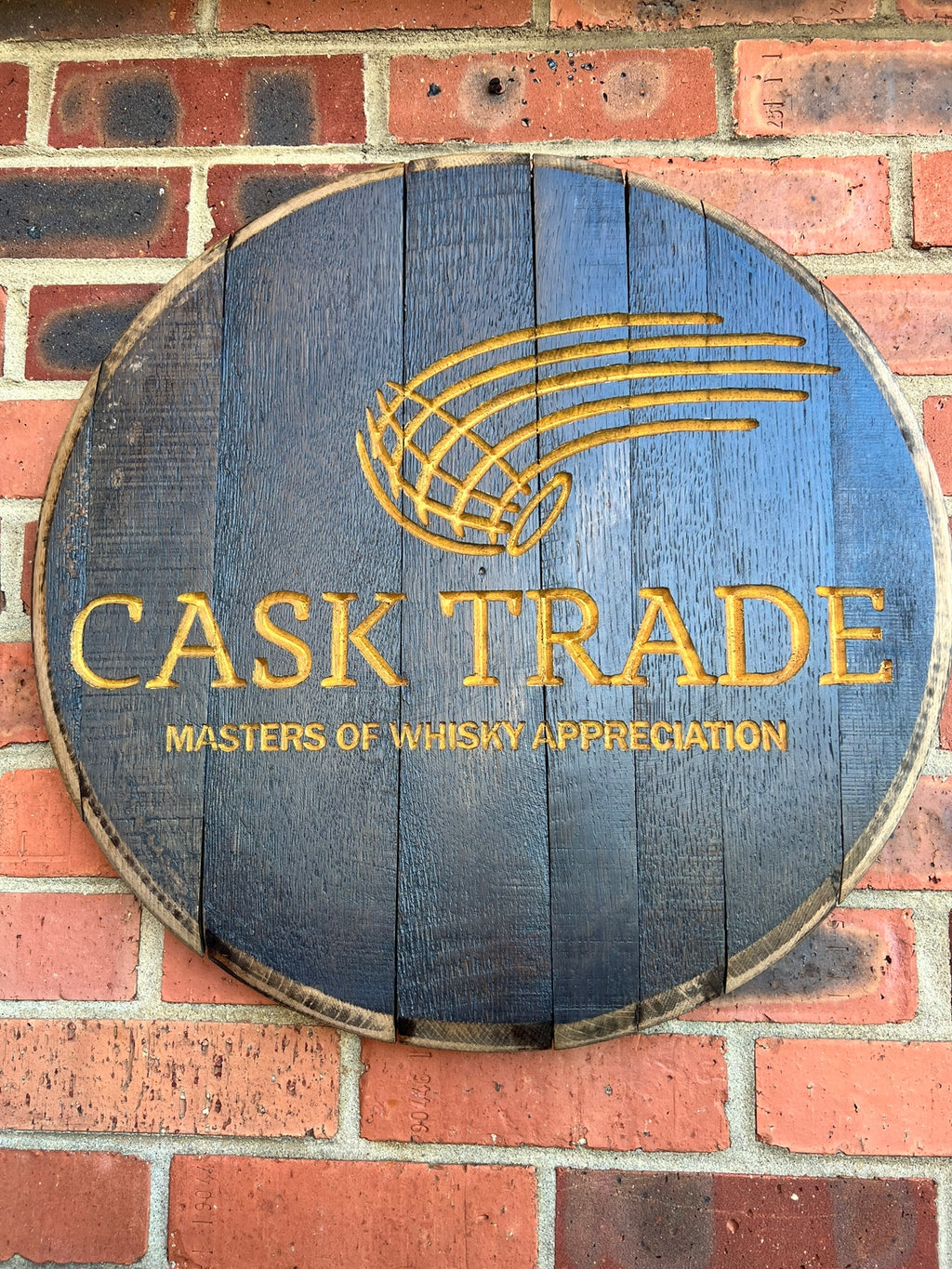 Custom Carved Vintage Oak Whisky barrel lid