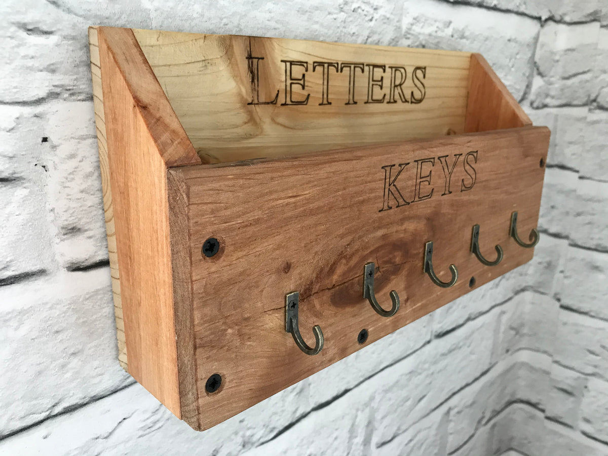 Rustic Reclaimed Wood Wall Key Hook & Letter Rack - Farmhouse / Home Decor / Home Gift / Hanging