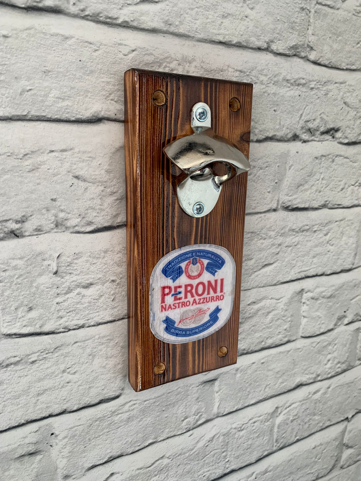 Handmade Reclaimed Wood Wall Mounted Bottle Opener - Fathers Day Gift - Beer Garden
