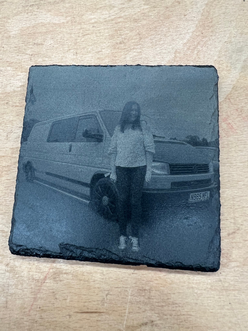 Laser Engraved Photo Image Slate Coaster