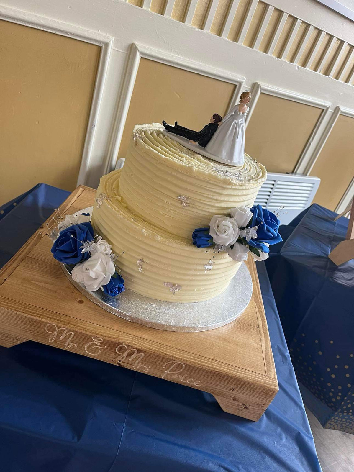 Handmade Rustic Personalised Engraved Wood Wedding Cake Stand