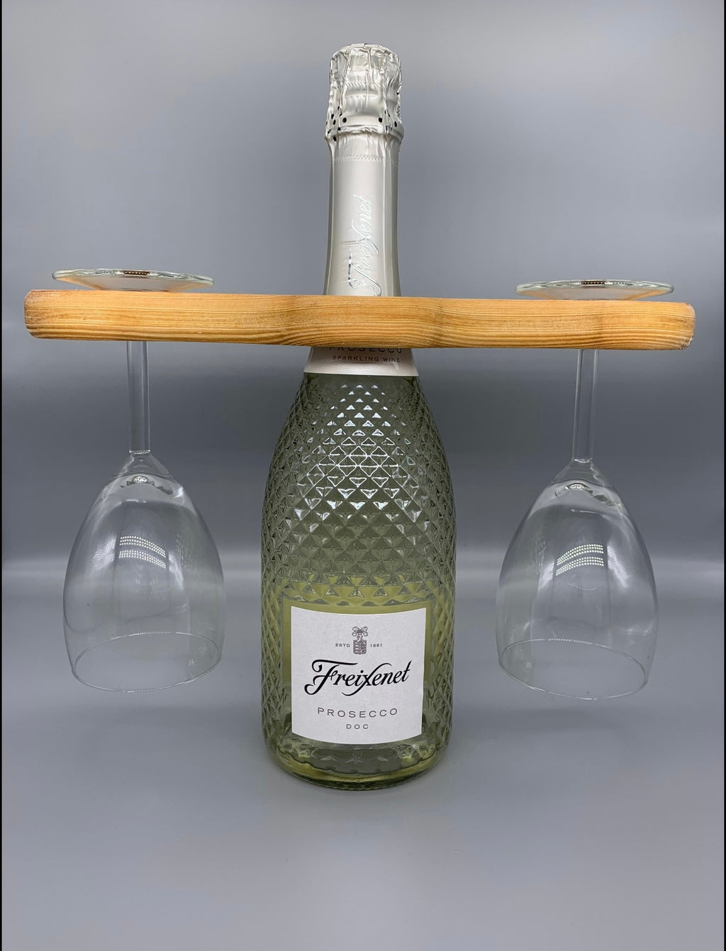 Wood Carved Drink and be Merry Wine Caddy