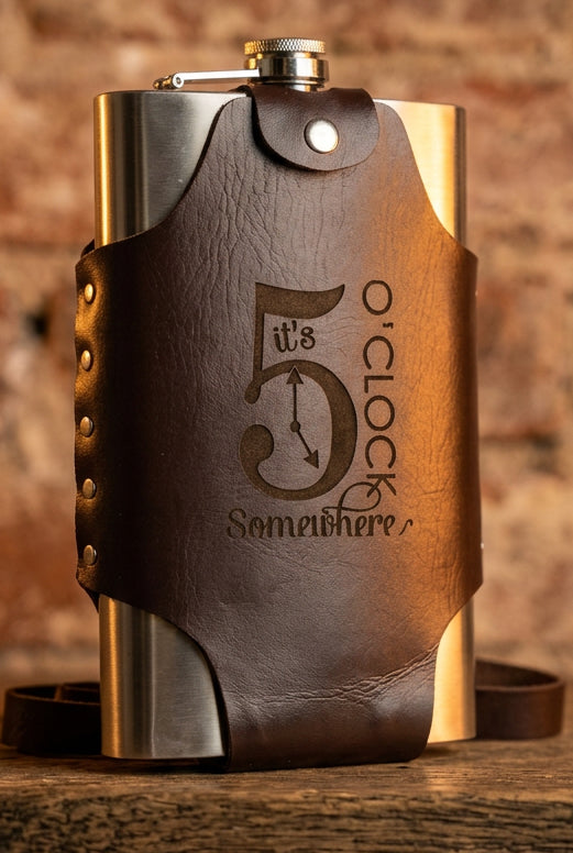 Massive personalised 64oz 1.8 litre hip flask with carry case and arm strap