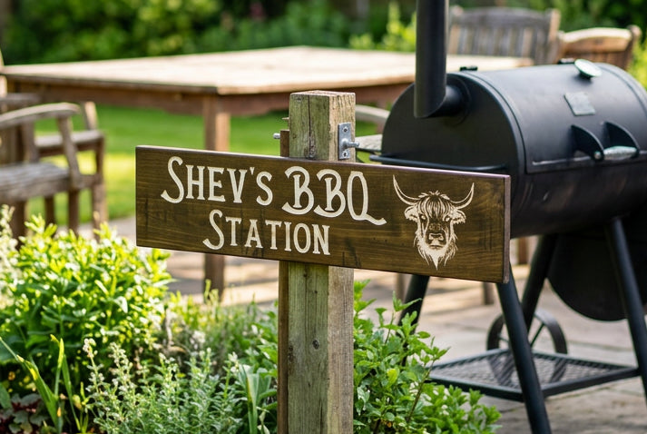 Custom Solid Wood Carved Rustic Sign 600mm wide
