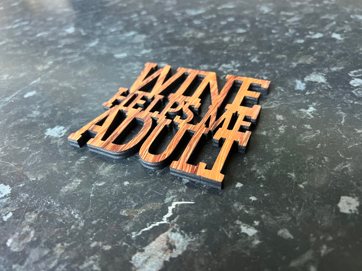 Wood Slogan Coasters (Wine Themed)