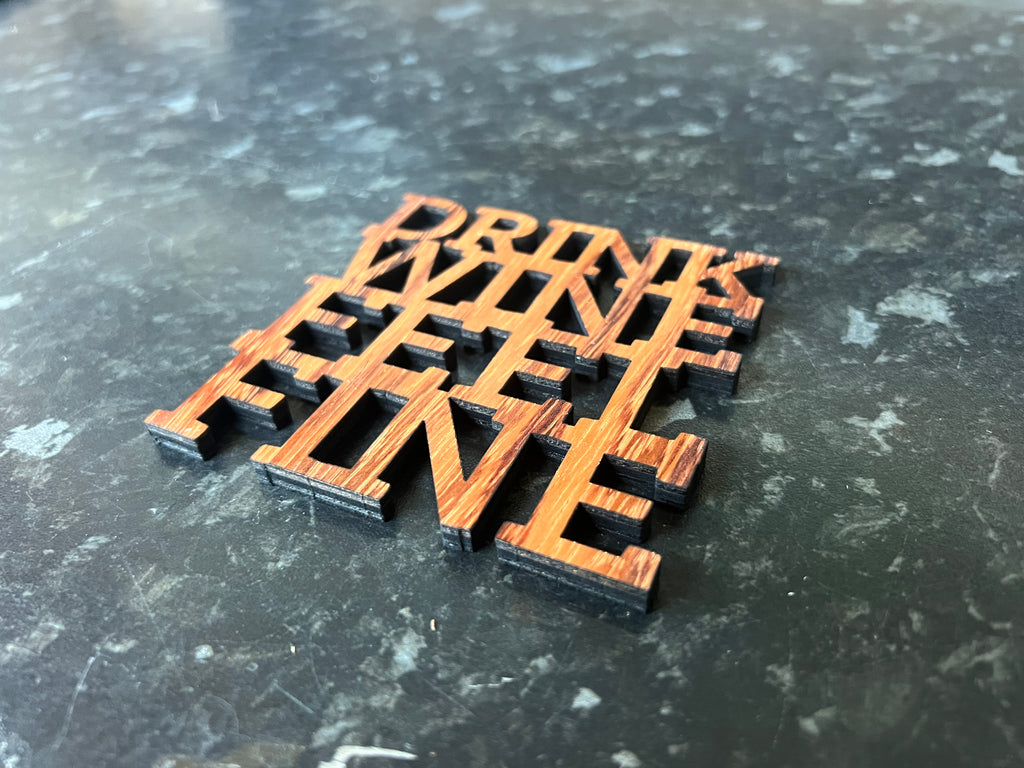 Wood Slogan Coasters (Wine Themed)