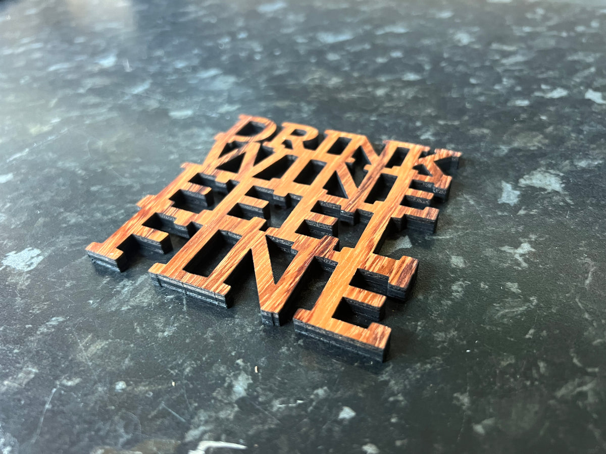 Wood Slogan Coasters (Wine Themed)