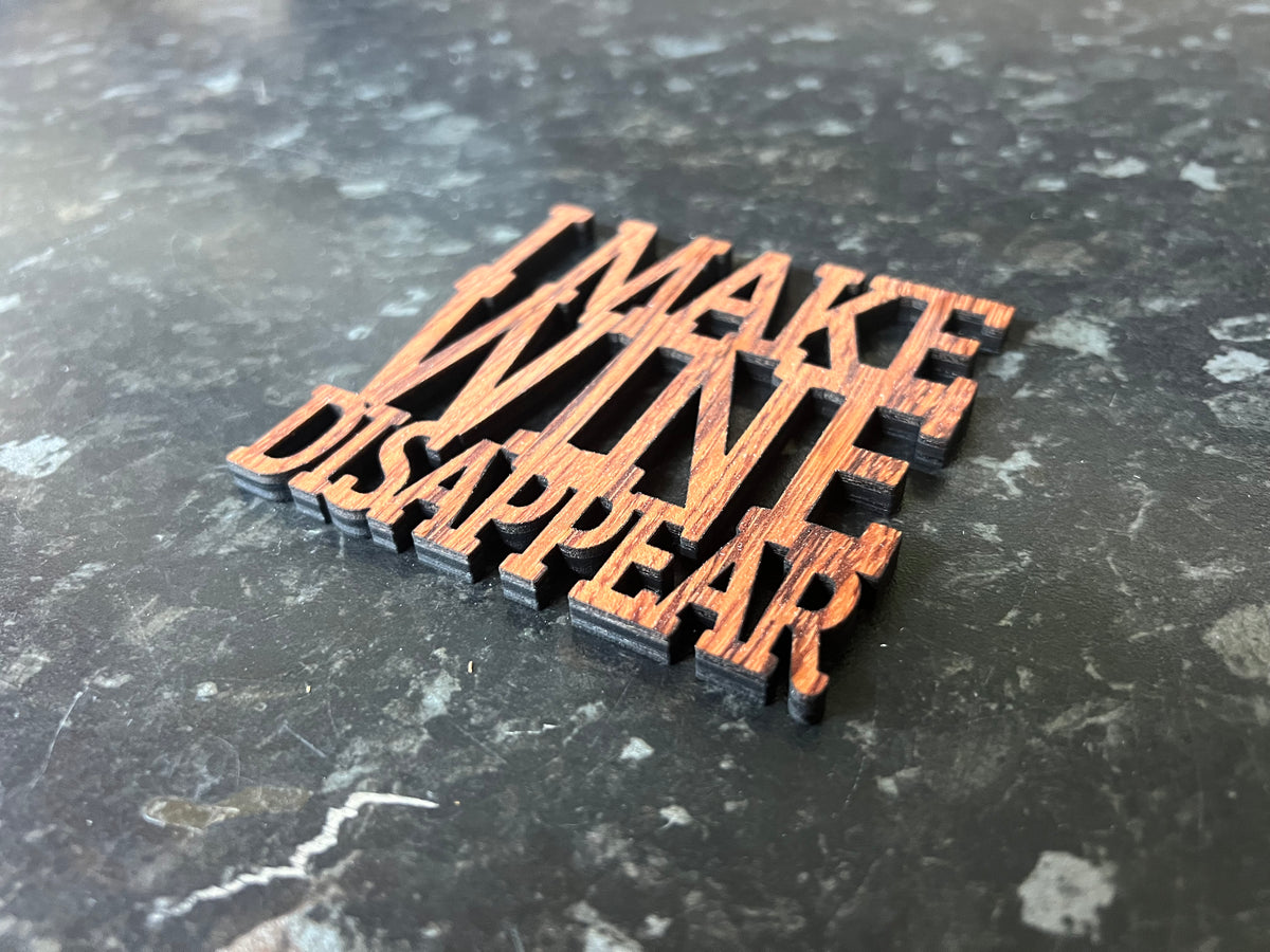 Wood Slogan Coasters (Wine Themed)