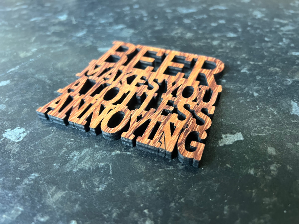 Wood Slogan Coasters (Beer Themed)