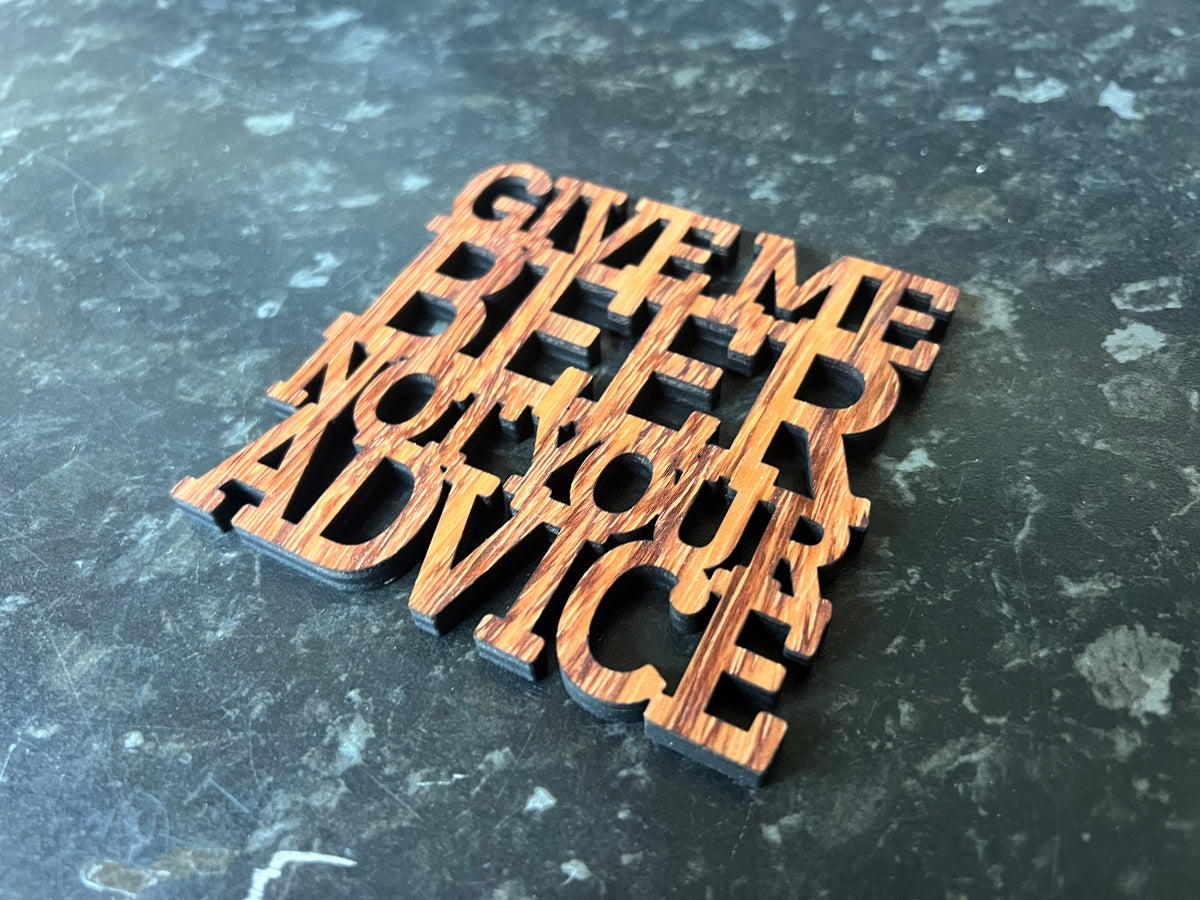 Wood Slogan Coasters (Beer Themed)