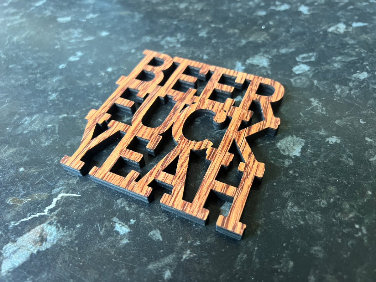 Wood Slogan Coasters (Beer Themed)