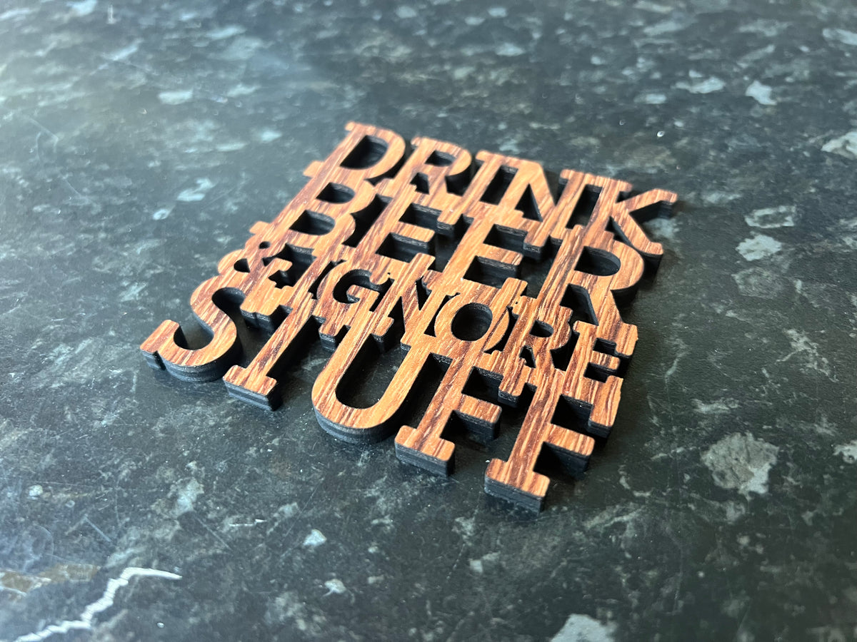 Wood Slogan Coasters (Beer Themed)