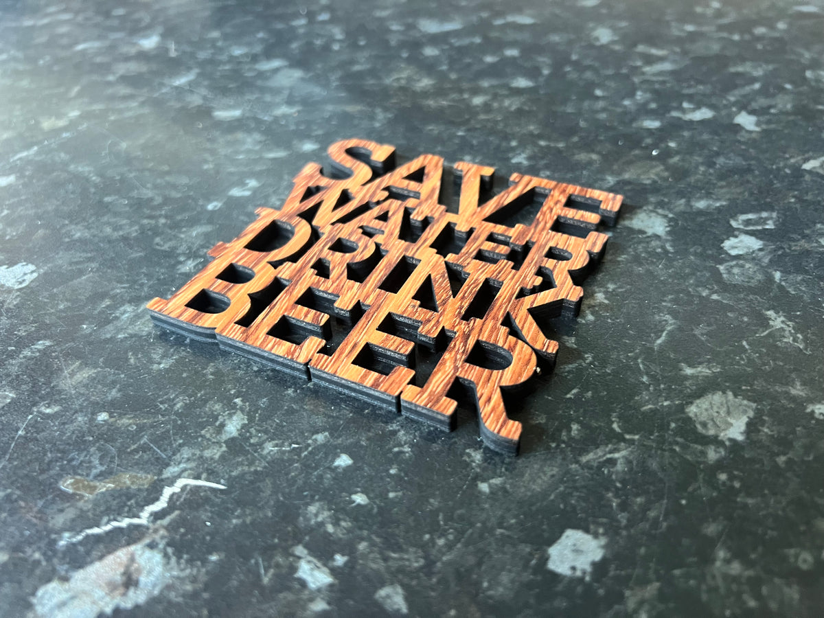 Wood Slogan Coasters (Beer Themed)