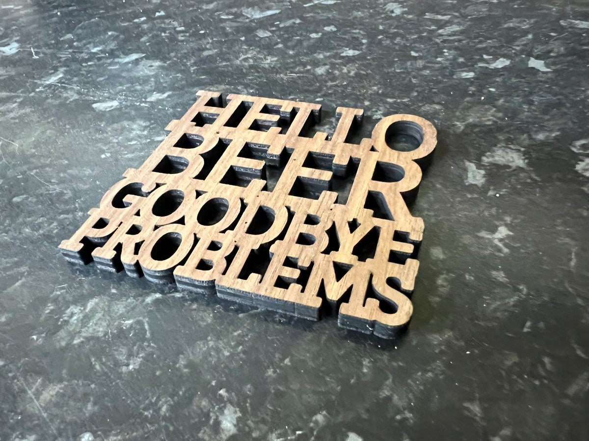 Wood Slogan Coasters (Beer Themed)